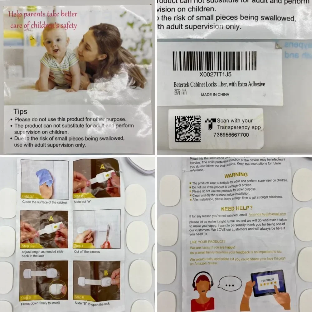 Betertek Cabinet Child Safety Locks And Extra Adhesive Set of 10